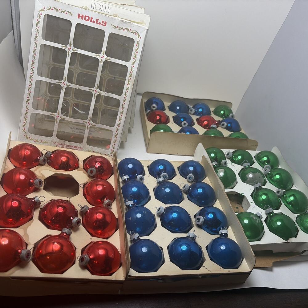 46 Vintage Glass Ball Ornaments Holly Rauch Los Angeles CA USA 2.25" With Boxes